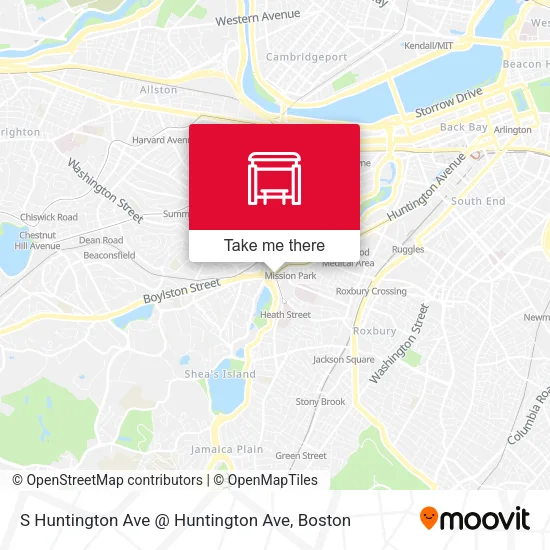 Mapa de S Huntington Ave @ Huntington Ave