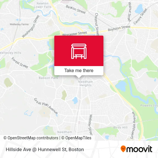 Hillside Ave @ Hunnewell St map