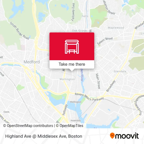 Mapa de Highland Ave @ Middlesex Ave