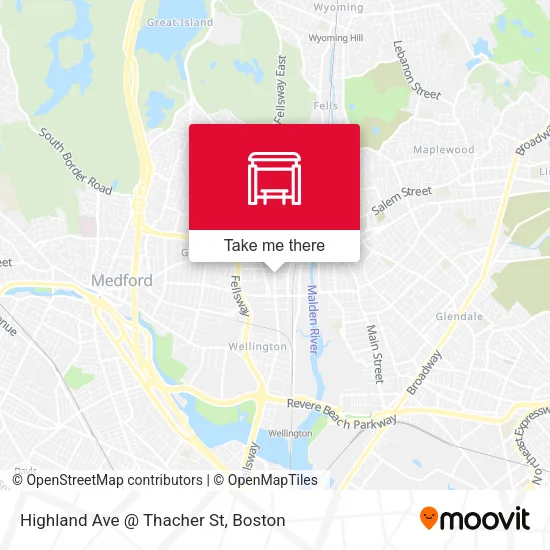 Mapa de Highland Ave @ Thacher St