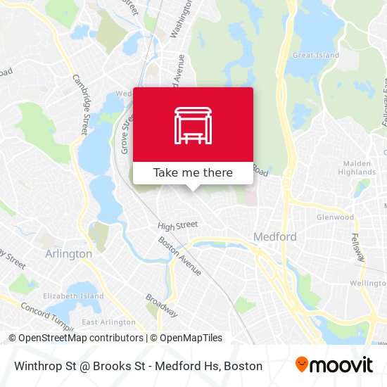 Winthrop St @ Brooks St - Medford Hs map