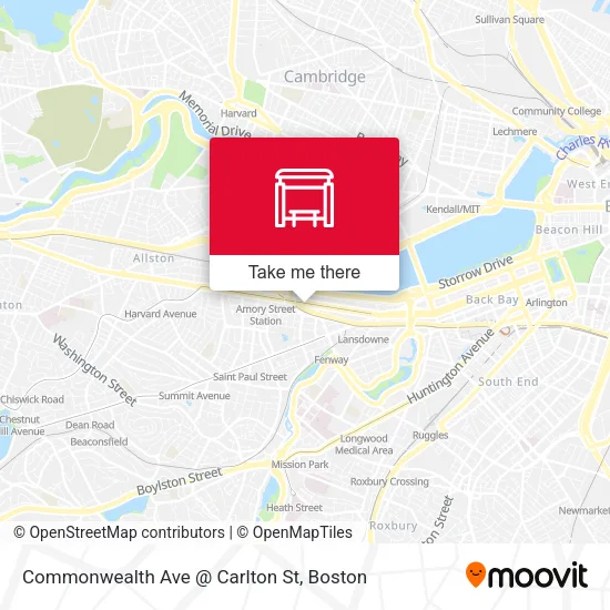 Commonwealth Ave @ Carlton St map