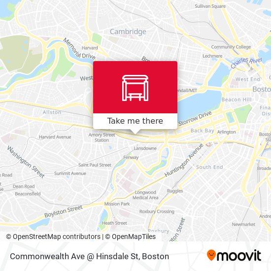 Commonwealth Ave @ Hinsdale St map