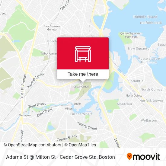 Mapa de Adams St @ Milton St - Cedar Grove Sta