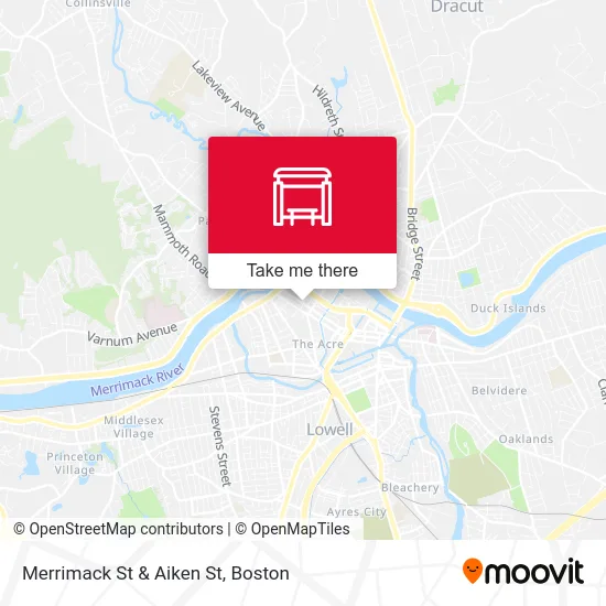 Merrimack St & Aiken St map