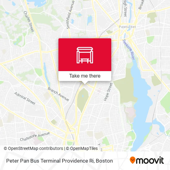 Mapa de Peter Pan Bus Terminal Providence Ri