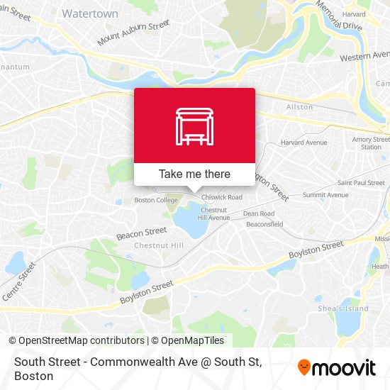 Mapa de South Street - Commonwealth Ave @ South St