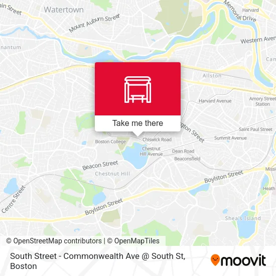 Mapa de South Street - Commonwealth Ave @ South St