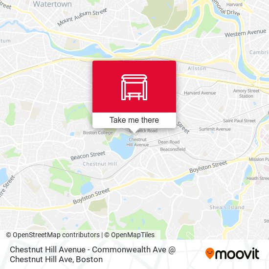 Chestnut Hill Avenue - Commonwealth Ave @ Chestnut Hill Ave map