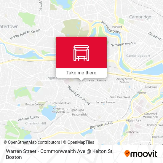 Warren Street - Commonwealth Ave @ Kelton St map