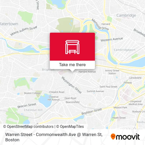 Warren Street - Commonwealth Ave @ Warren St map