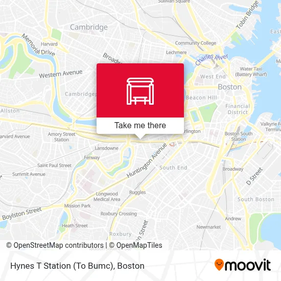 Hynes T Station (To Bumc) map