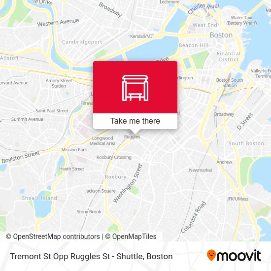 Tremont St Opp Ruggles St - Shuttle map