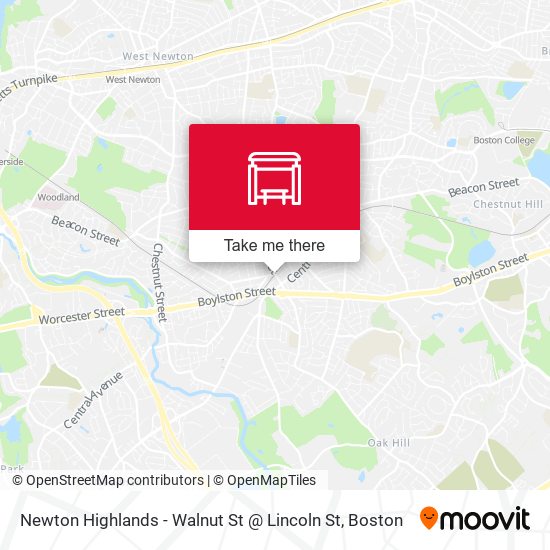 Mapa de Newton Highlands - Walnut St @ Lincoln St