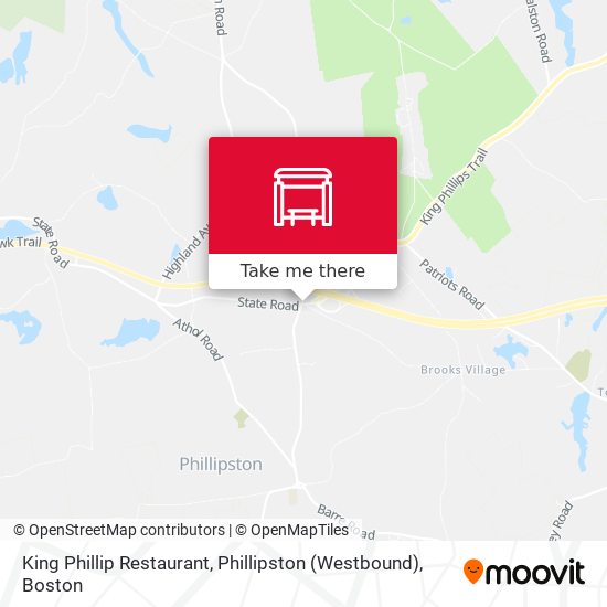 King Phillip Restaurant, Phillipston (Westbound) map