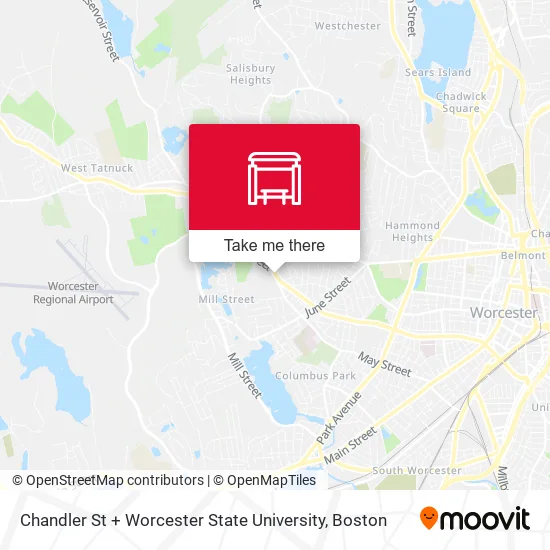 Chandler St + Worcester State University map