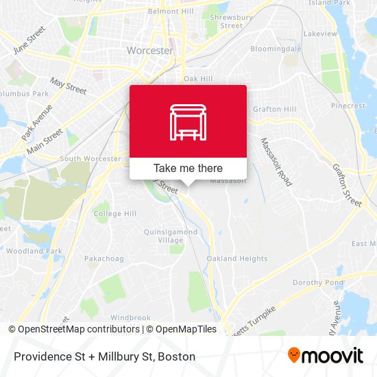 Providence St + Millbury St map