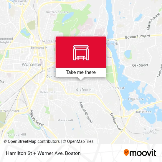 Hamilton St + Warner Ave map