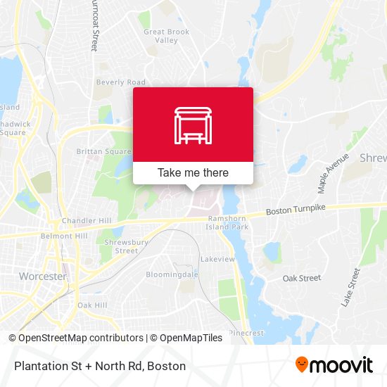 Plantation St + North Rd map