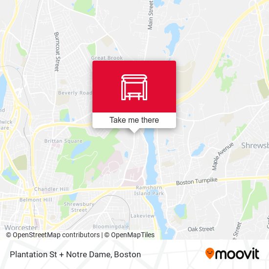 Plantation St + Notre Dame map