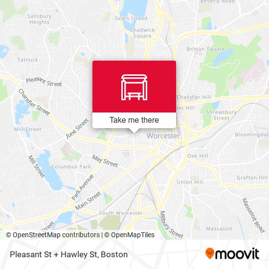 Pleasant St + Hawley St map