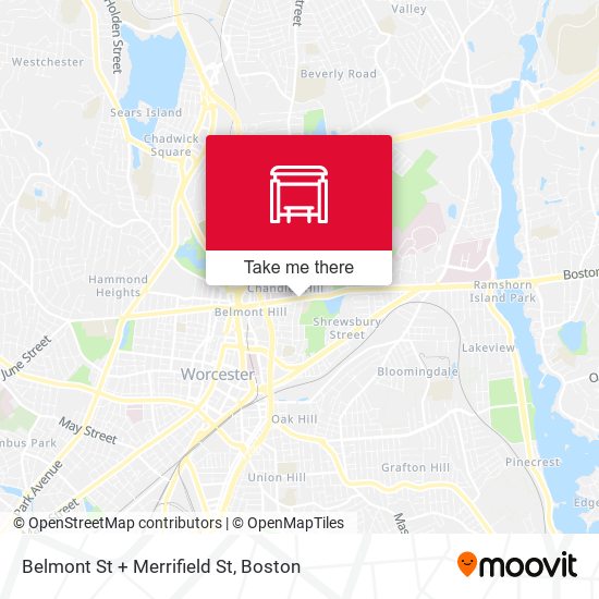 Belmont St + Merrifield St map