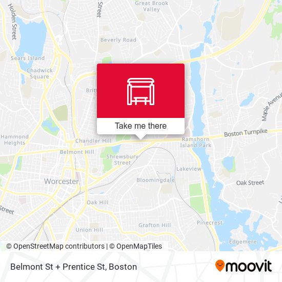 Belmont St + Prentice St map