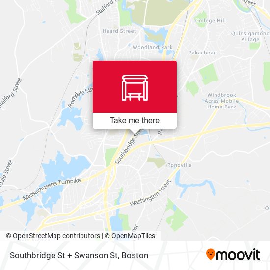 Southbridge St + Swanson St map