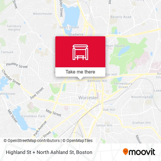Highland St + North Ashland St map