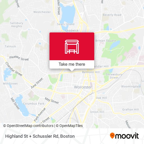 Highland St + Schussler Rd map