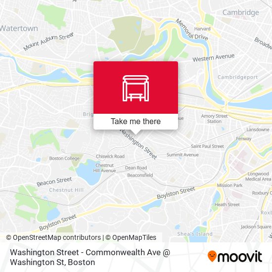 Washington Street - Commonwealth Ave @ Washington St map