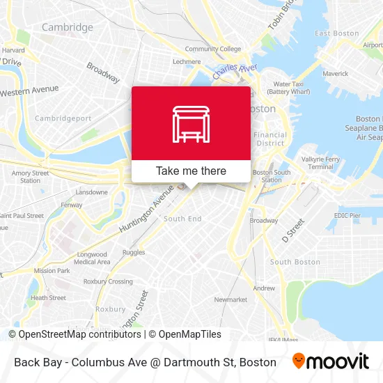 Mapa de Back Bay - Columbus Ave @ Dartmouth St