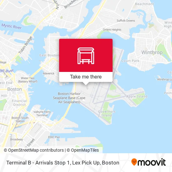 Terminal B - Arrivals Stop 1, Lex Pick Up map