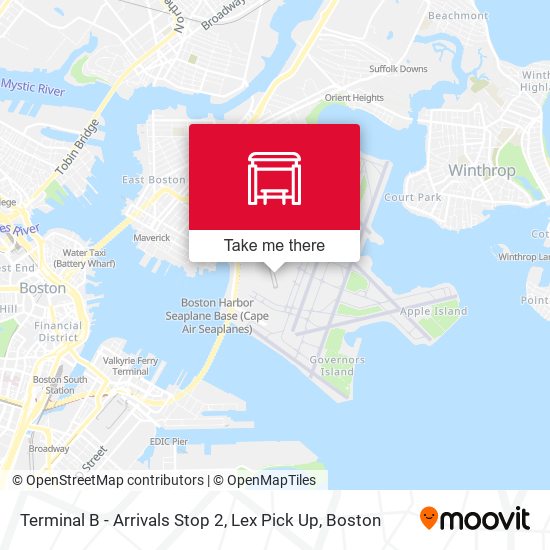 Terminal B - Arrivals Stop 2, Lex Pick Up map