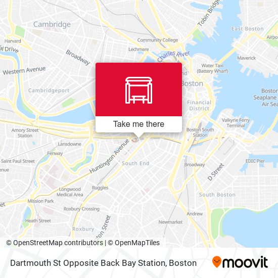 Mapa de Dartmouth St Opposite Back Bay Station