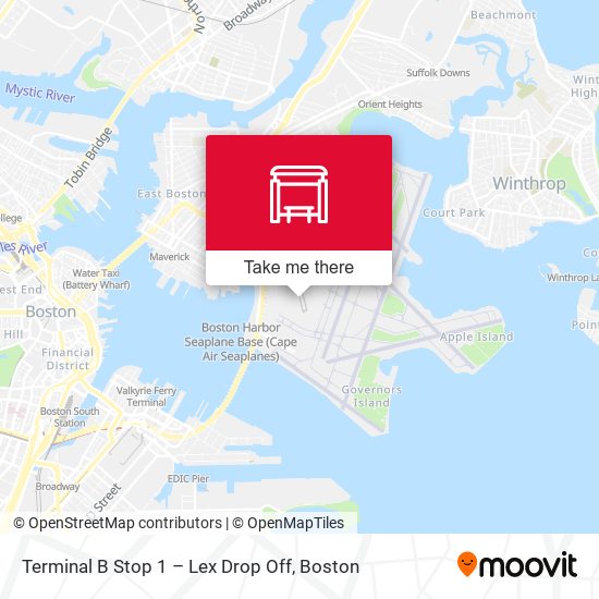 Mapa de Terminal B Stop 1 – Lex Drop Off