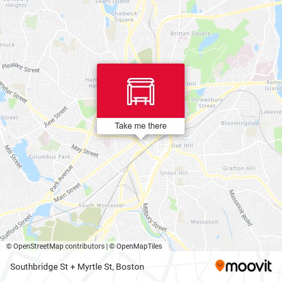 Southbridge St + Myrtle St map