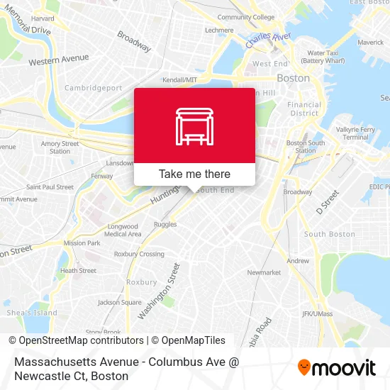 Mapa de Massachusetts Avenue - Columbus Ave @ Newcastle Ct