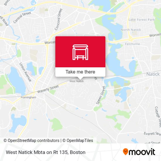 Mapa de West Natick Mbta on Rt 135