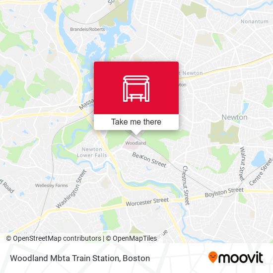 Mapa de Woodland Mbta Train Station
