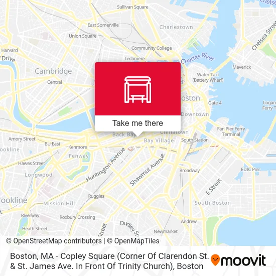 Boston, MA - Copley Square (Corner Of Clarendon St. & St. James Ave. In Front Of Trinity Church) map