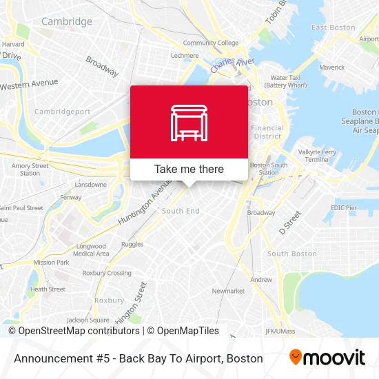 Announcement #5 - Back Bay To Airport map