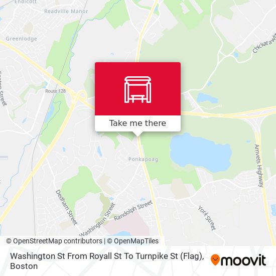 Washington St From Royall St To Turnpike St (Flag) map