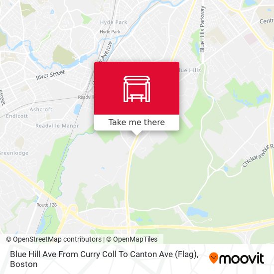 Mapa de Blue Hill Ave From Curry Coll To Canton Ave (Flag)