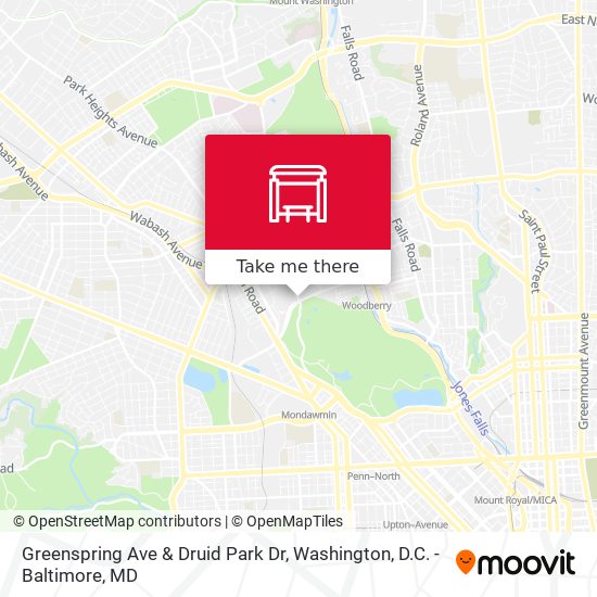 Greenspring Ave & Druid Park Dr map