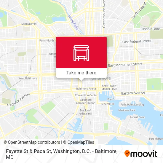 Fayette St & Paca St map