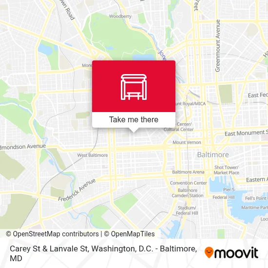 Carey St & Lanvale St map