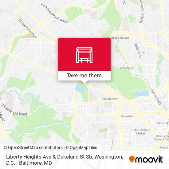 Liberty Heights Ave & Dukeland St Sb map