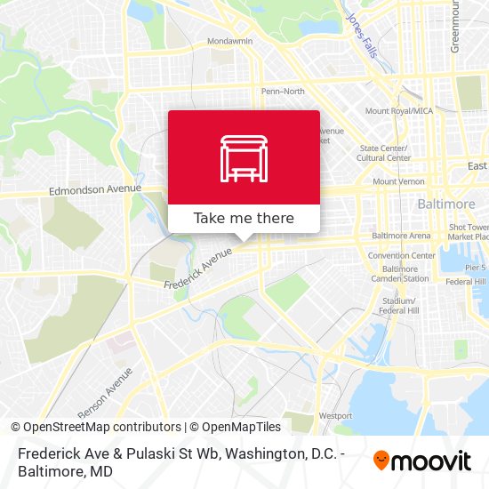 Frederick Ave & Pulaski St Wb map