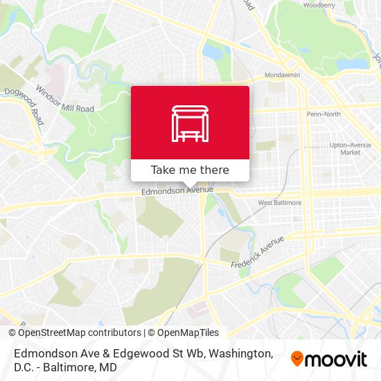 Edmondson Ave & Edgewood St Wb map